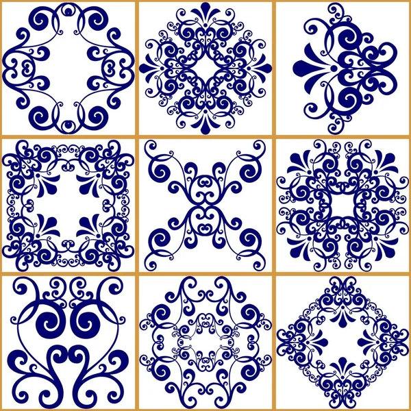 Azulejo Mosaico Sin Costuras Azulejos Cerámica Majolica Decoración Portuguesa Española — Archivo Imágenes Vectoriales