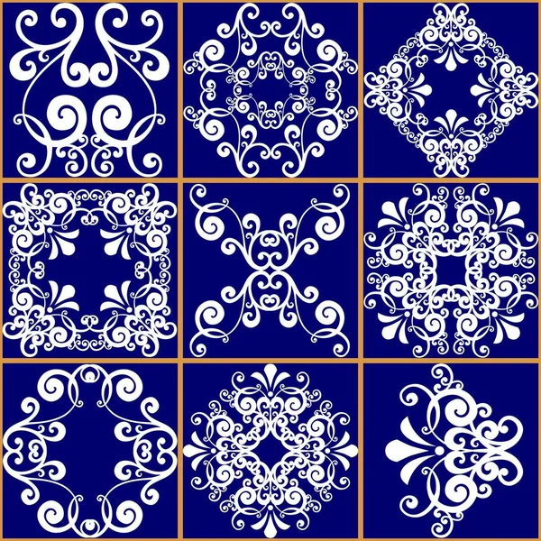 Azulejo Mosaico Sin Costuras Azulejos Cerámica Majolica Decoración Portuguesa Española — Archivo Imágenes Vectoriales