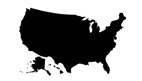 Amerika-Karte. Vektorsymbol. USA Silhouettenkarte. Alle Staaten — Stockvektor