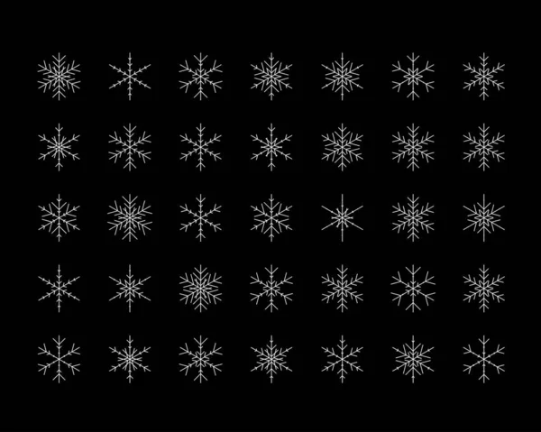 不同的雪花矢量组合圣诞新年网页图标 — 图库矢量图片