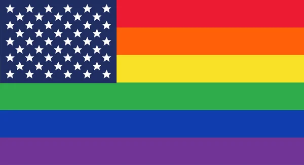 USA Flagge, die Lgbt Community Vektor Illustration unterstützt. Amerika-Flagge. Vektorsymbol. USA Silhouettenkarte. Alle Staaten — Stockvektor