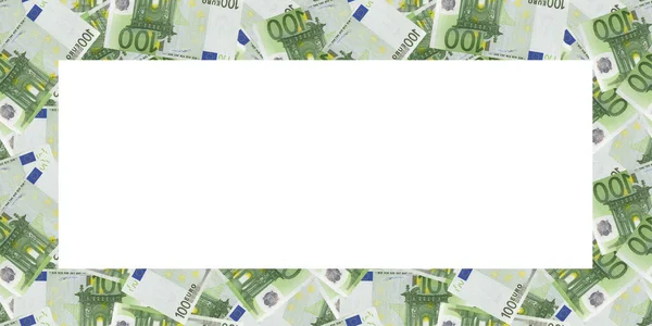 Centinaio Euro Note Sfondo Modello Banner Cornice Bordo Denaro Foto — Foto Stock