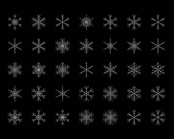 Vector Set Different Snowflakes Christmas New Year Web Icons — 스톡 벡터