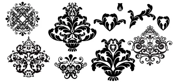 Oriental Vector Damask Vintage Baroque Scroll Ornament Swirl Victorian Monogram — Stock Vector