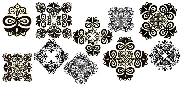 Oriental Vector Damasco Vintage Barroco Ornamento Pergamino Remolino Monograma Victoriano — Vector de stock