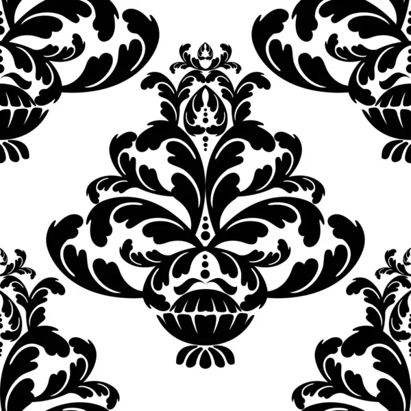 Vector Damask Vintage Baroque Scroll Seamless Ornament Swirl Victorian Monogram — Stock Vector