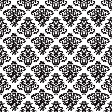 Vector damask klasik barok parşömen, dikişsiz süs. Viktorya dönemi monogram heraldik kalkan girdabı. Retro çiçek yaprağı desenli kenar yeşilliği antik akanthus kaligrafi oymalı dövme. Döşeme