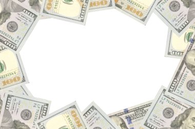 Amerikan doları çerçeveli afiş arka planı. 3B illüstrasyon