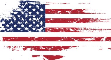 Amerikan bayrağı grunge tarzında. Fırça darbesi Amerikan bayrağı. Eski kirli Amerikan bayrağı. Amerikan Sembolü. Raster illüstrasyonu
