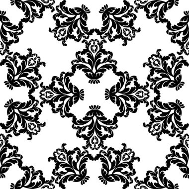 Vector damask klasik barok parşömen, dikişsiz süs. Viktorya dönemi monogram heraldik kalkan girdabı. Retro çiçek yaprağı desenli kenar yeşilliği antik akanthus kaligrafi oymalı dövme. Döşeme