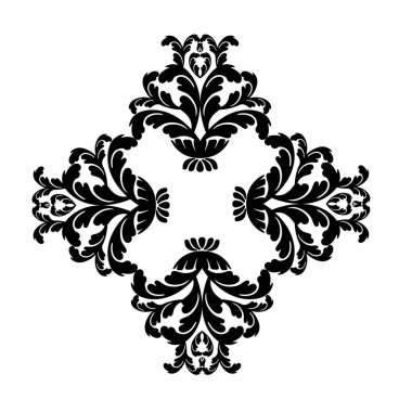 Vector damask klasik barok parşömen, dikişsiz süs. Viktorya dönemi monogram heraldik kalkan girdabı. Retro çiçek yaprağı desenli kenar yeşilliği antik akanthus kaligrafi oymalı dövme. Döşeme