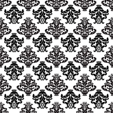 Vector damask klasik barok parşömen, dikişsiz süs. Viktorya dönemi monogram heraldik kalkan girdabı. Retro çiçek yaprağı desenli kenar yeşilliği antik akanthus kaligrafi oymalı dövme. Döşeme