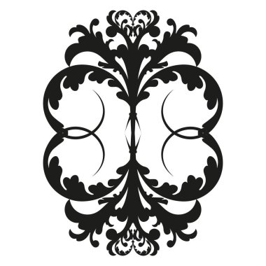 Vector damask klasik barok parşömen tomarı girdabı. Viktorya dönemi monogram heraldik kalkan girdabı. Retro çiçek yaprağı desenli kenar yeşilliği antik akanthus kaligrafi oymalı dövme. Döşeme dekor ögesi