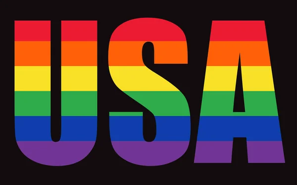 ΗΠΑ σύμβολα γραμμάτων που υποστηρίζουν Lgbt κοινότητα διανυσματική απεικόνιση. Σημαία Αμερικής. Εικονίδιο διάνυσμα. Χάρτης σιλουέτας ΗΠΑ. — Διανυσματικό Αρχείο