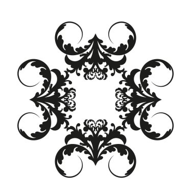 Vector damask klasik barok parşömen tomarı girdabı. Viktorya dönemi monogram heraldik kalkan girdabı. Retro çiçek yaprağı desenli kenar yeşilliği antik akanthus kaligrafi oymalı dövme. Döşeme dekor ögesi
