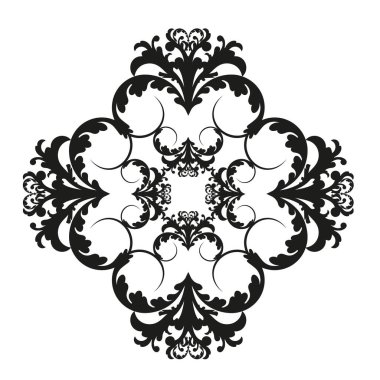 Vector damask klasik barok parşömen tomarı girdabı. Viktorya dönemi monogram heraldik kalkan girdabı. Retro çiçek yaprağı desenli kenar yeşilliği antik akanthus kaligrafi oymalı dövme. Döşeme dekor ögesi