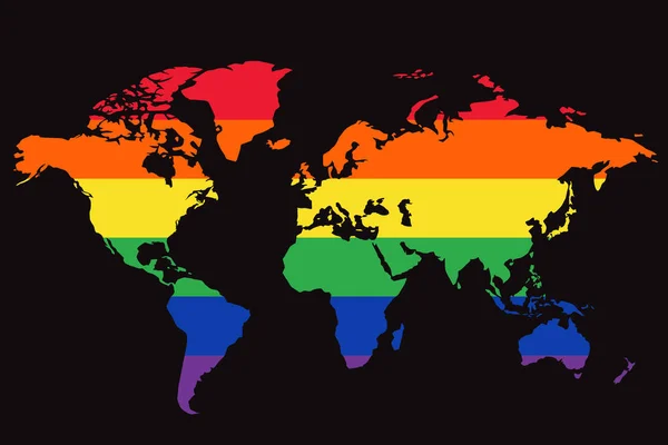 Mapa Mundial Que Apoya Ilustración Del Vector Comunidad Lgbt Icono — Archivo Imágenes Vectoriales