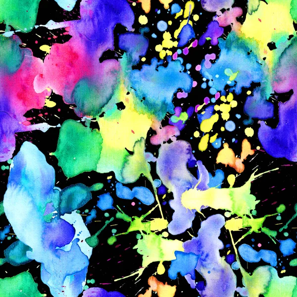 Color Ink Splashes Pattern Grunge Splatters Abstract Seamless Background Watercolor — Stock Photo, Image