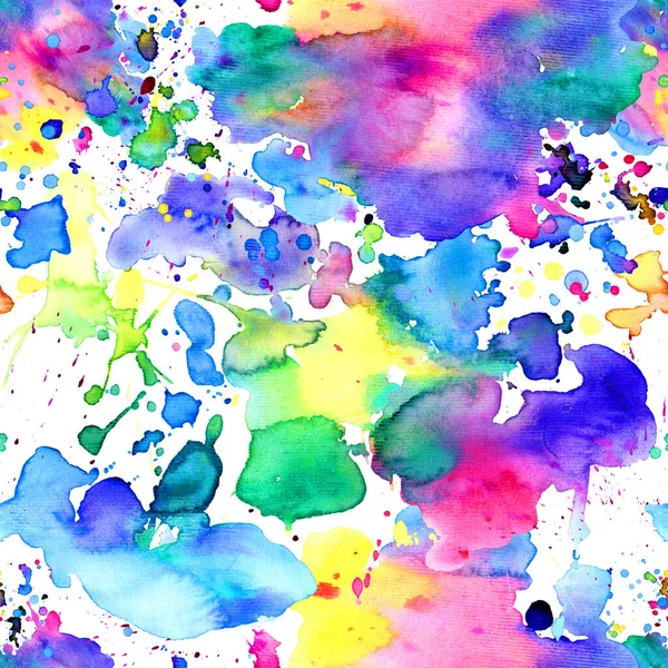 Color Ink Splashes Pattern Grunge Splatters Abstract Seamless Background Watercolor — Stock Photo, Image