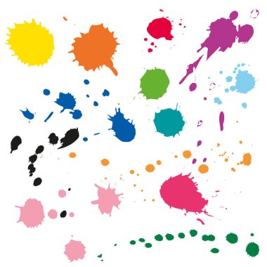 Büyük bir renkli mürekkep koleksiyonu. Grunge sıçrıyor. Soyut arkaplan. Grunge metin pankartları