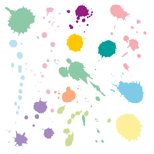 Large Collection Color Ink Splashes Grunge Splatters Abstract Background Grunge — Stock Vector