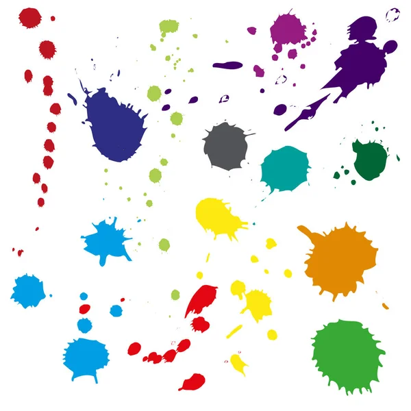 Large Collection Color Ink Splashes Grunge Splatters Abstract Background Grunge — Stock Vector