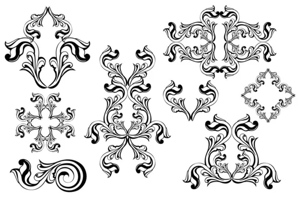 Vector Damast Vintage Barock Schriftrollen Ornament Wirbeln Viktorianisches Monogramm Heraldischen — Stockvektor