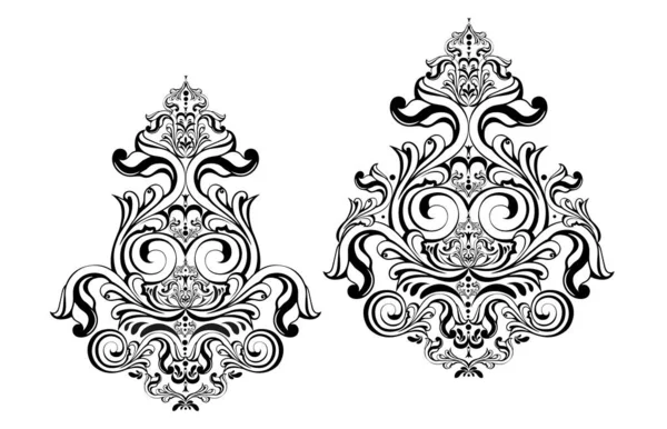 Rotolo Ornamento Barocco Vintage Damasco Vettoriale Monogramma Vittoriano Scudo Araldico — Vettoriale Stock