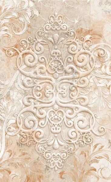 Design piastrelle digitali. Rendering 3D Colorata decorazione di piastrelle da parete in ceramica. Astratto modello di patchwork damasco con ornamenti geometrici e floreali, piastrelle vintage dettagli intricati — Foto Stock