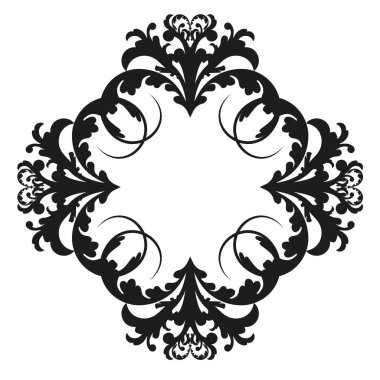 Vector damask klasik barok parşömen tomarı girdabı. Viktorya dönemi monogram heraldik kalkan girdabı. Retro çiçek yaprağı desenli kenar yeşilliği antik akanthus kaligrafi oymalı dövme. Döşeme dekor ögesi