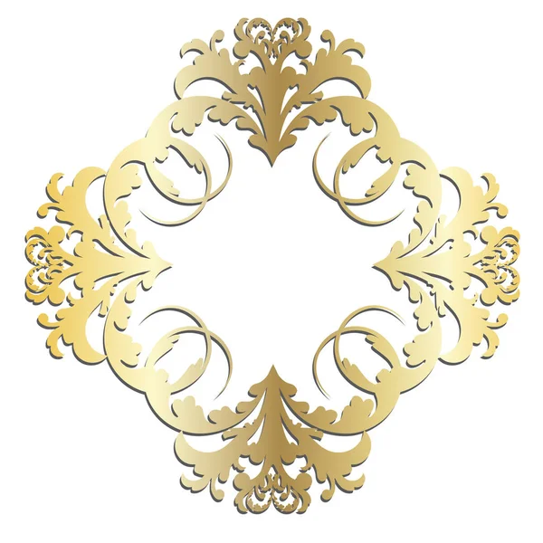 Vector damask vintage baroque scroll ornament swirl. Victorian monogram heraldic shield swirl.Retro floral leaf pattern border foliage antique acanthus calligraphy engraved tattoo. Tile decor element — Stock Vector