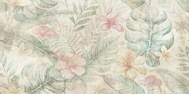 Soyut grunge desenli duvar arkaplanı. Seramik fayans için arka plan. Dijital fayans tasarımı. Renkli seramik duvar fayansları. Soyut damaske yama kalıbı