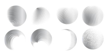 Çağdaş yarım ton seti üç boyutlu rakamları yuvarlıyordu. Noktalanmış ve soyulmuş yuvarlak küreler