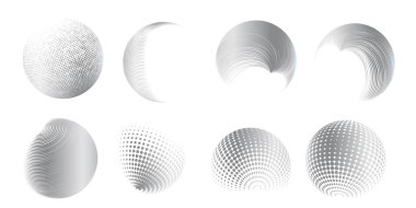 Çağdaş yarım ton seti üç boyutlu rakamları yuvarlıyordu. Noktalanmış ve soyulmuş yuvarlak küreler