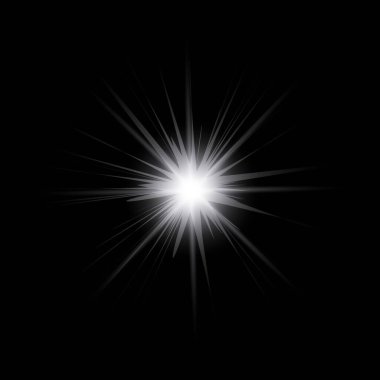 Parıldayan ışıklar, yanıp sönen ışıklar, ışık efektleri, güneş ışığı parıltısı, parıldayan ışınlar, siyah arkaplanda parıldayan yıldız sikonu..