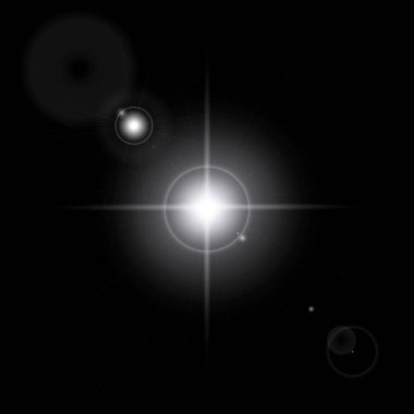 Parıldayan ışıklar, yanıp sönen ışıklar, ışık efektleri, güneş ışığı parıltısı, parıldayan ışınlar, siyah arkaplanda parıldayan yıldız sikonu..