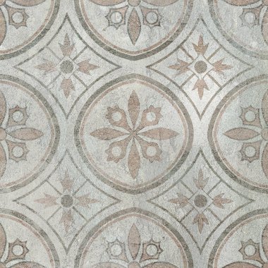 Süs ve parmak izleriyle birlikte beton bir duvar. Dijital fayans tasarımı. 3 boyutlu rengarenk seramik duvar döşemeleri dekorasyonu. Soyut damaske yama arkaplanı