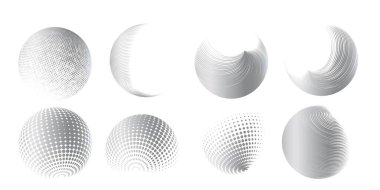 Çağdaş yarım ton seti üç boyutlu rakamları yuvarlıyordu. Noktalanmış ve soyulmuş yuvarlak küreler