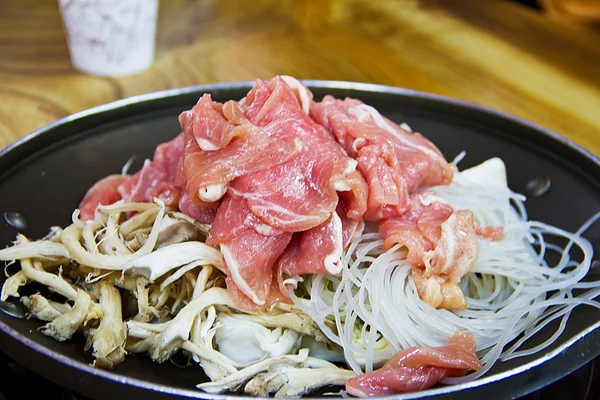 Farina Cottura Tagliatelle Riso Carne — Foto Stock