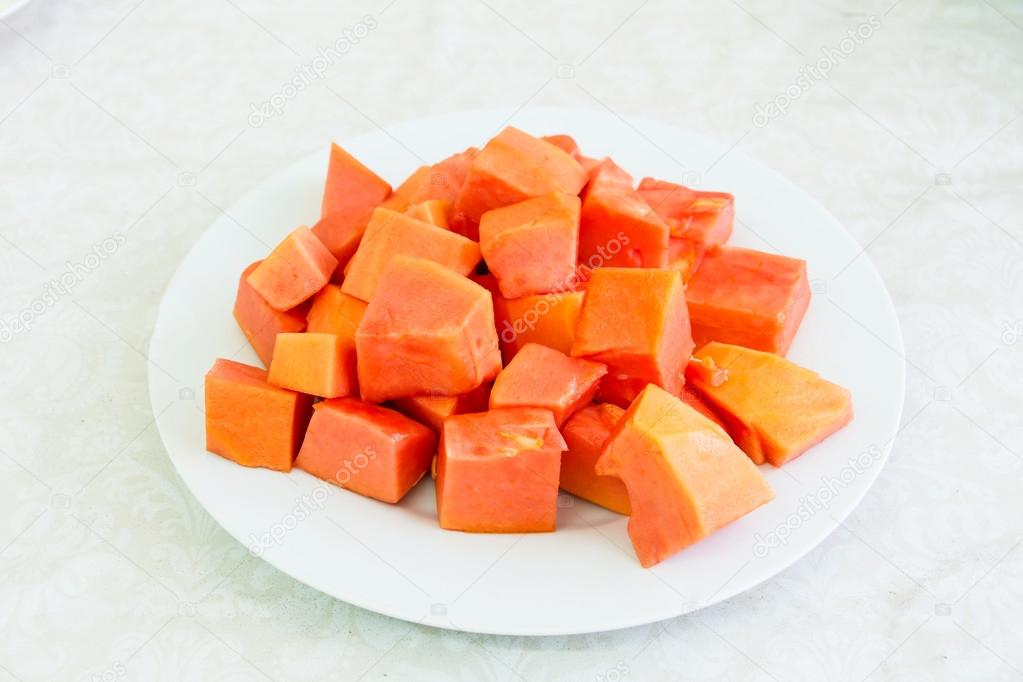 Sweet papaya on plate