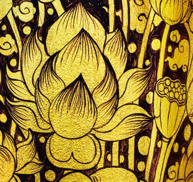 Tapınakta Tayland sanat deseni var.