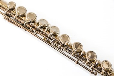 Flüt üzerinde beyaz izole