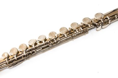 Flüt üzerinde beyaz izole