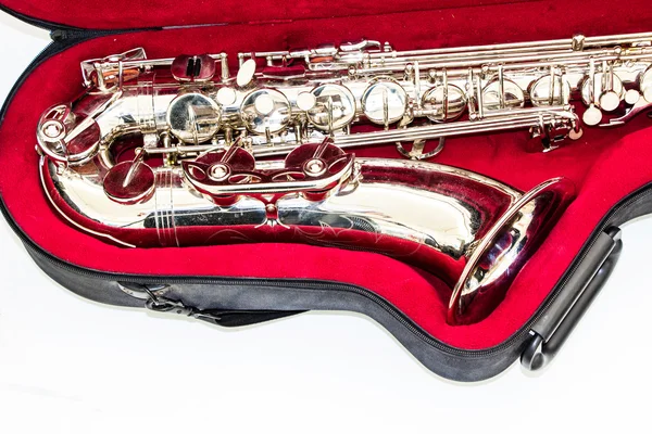 Saxofone close-up isolado — Fotografia de Stock
