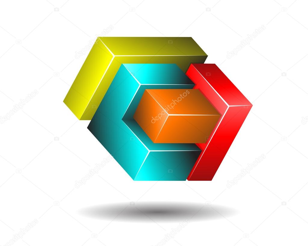 Vector Design of 3D Floating Glossy Blocks for Future Technology Logo Template