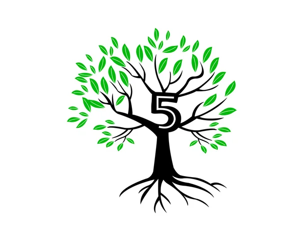 Logo de l'arbre anniversaire de 5 ans — Image vectorielle