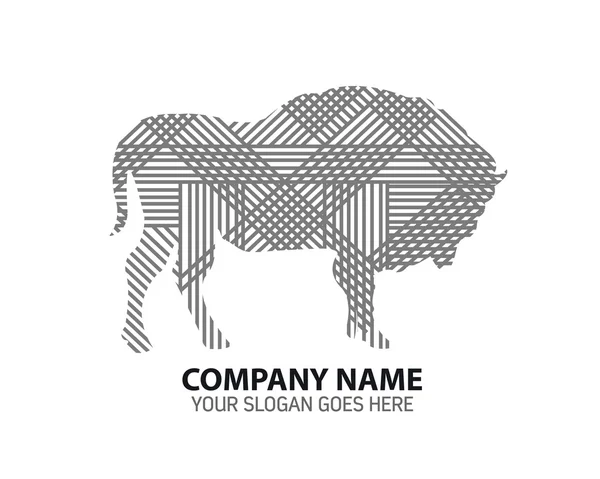 Línea de silueta Buffalo Vector Logo Icono — Vector de stock