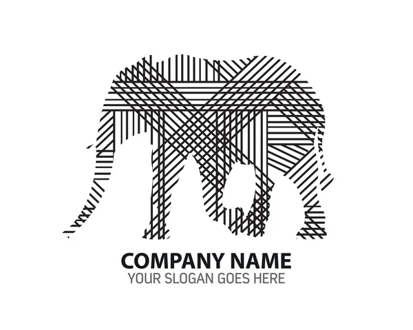 Ligne Silhouette Éléphant Vecteur Logo Icône — Image vectorielle