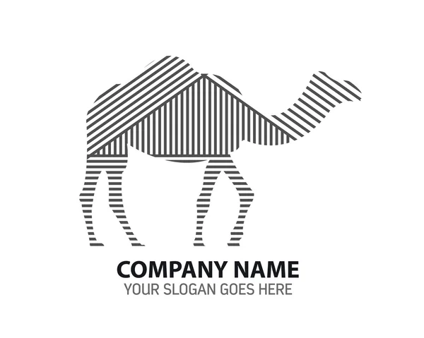 Línea Silueta Camel Vector Logo Icono — Vector de stock