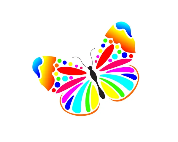 Ikone des neonfarbenen Schmetterlings — Stockvektor